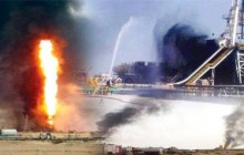 آتش سوزی در یک چاه نفت در شمال کویت