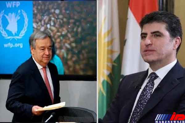 درخواست گوترش از بارزانی برای حل سیاسی بحران بغداد- اربیل