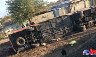 واژگونی اتوبوس در شرق گلستان ۳۲ مصدوم برجای گذاشت