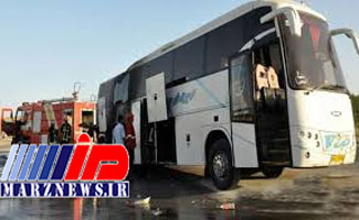 حادثه آتش‌سوزی اتوبوس مسافران در ایلام